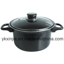 Utensilios de cocina de 20 cm de profundidad de acero al carbono recubrimiento antiadherente Sauce Pot con tapa Cookware